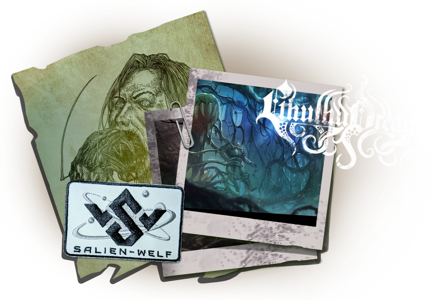 Cthulhu Dreamt cover banner, featuring a sci-fi E.D.G.E Trooper and a blood splatter